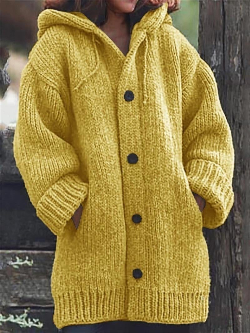 Ribbed Knit Oversized Long Cardigan with Hood for Women