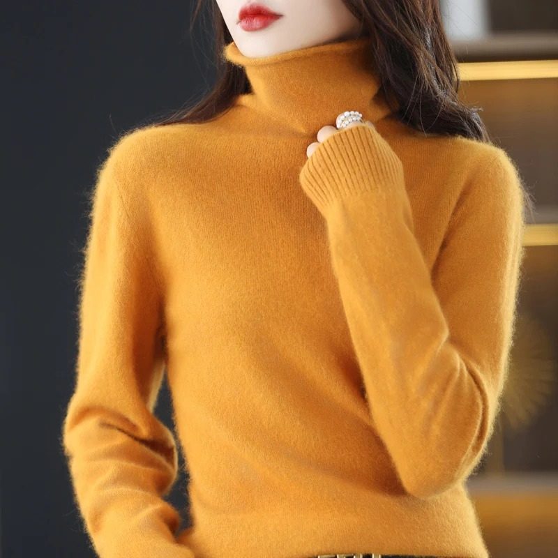 Fluffy Knit Roll Neck Jumper for Women