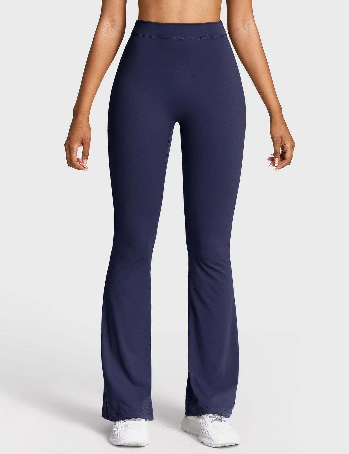 Ruched Flared Leggings with V-Neck for Women