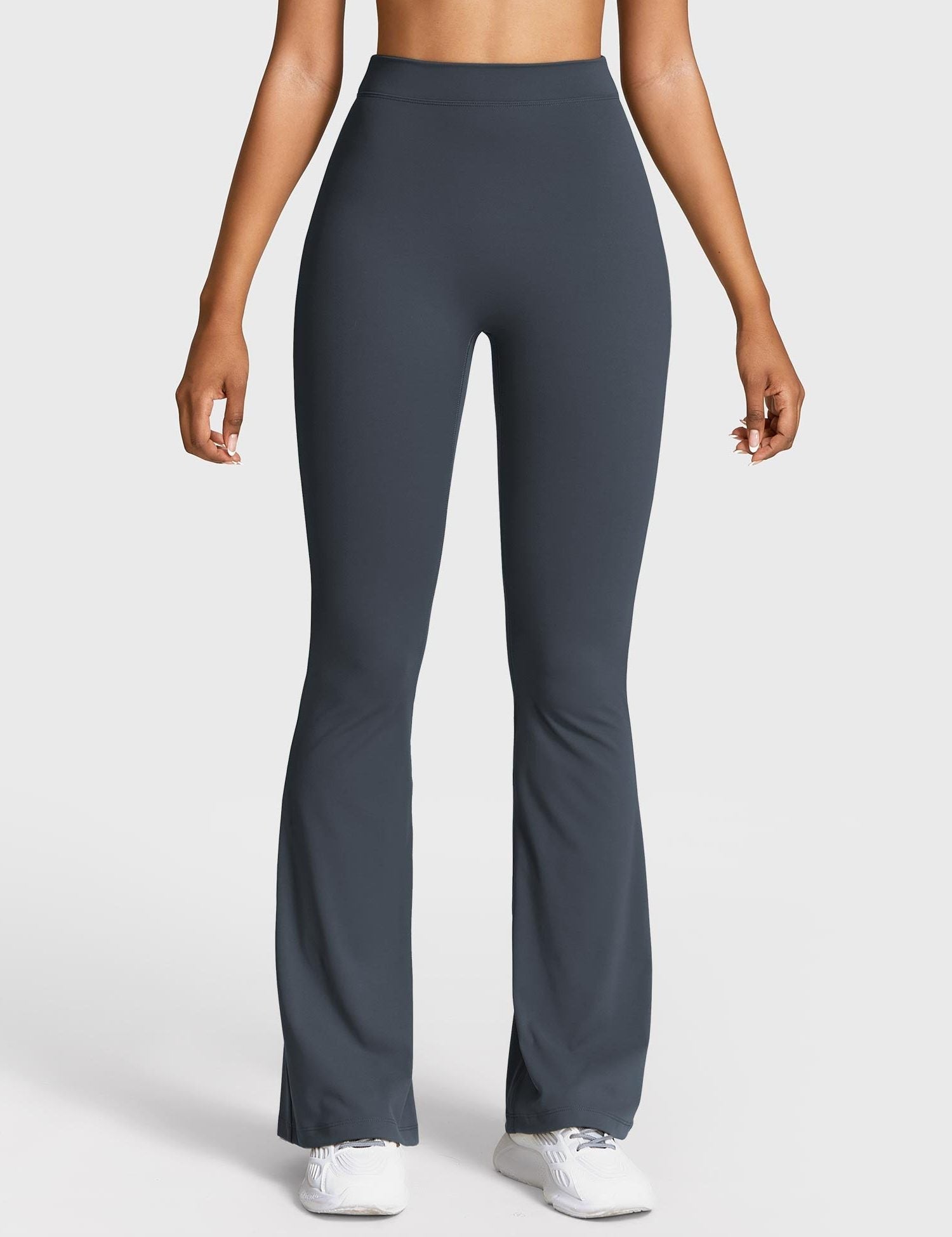 Ruched V-Neck Flared Leggings for Women - Dark Blue