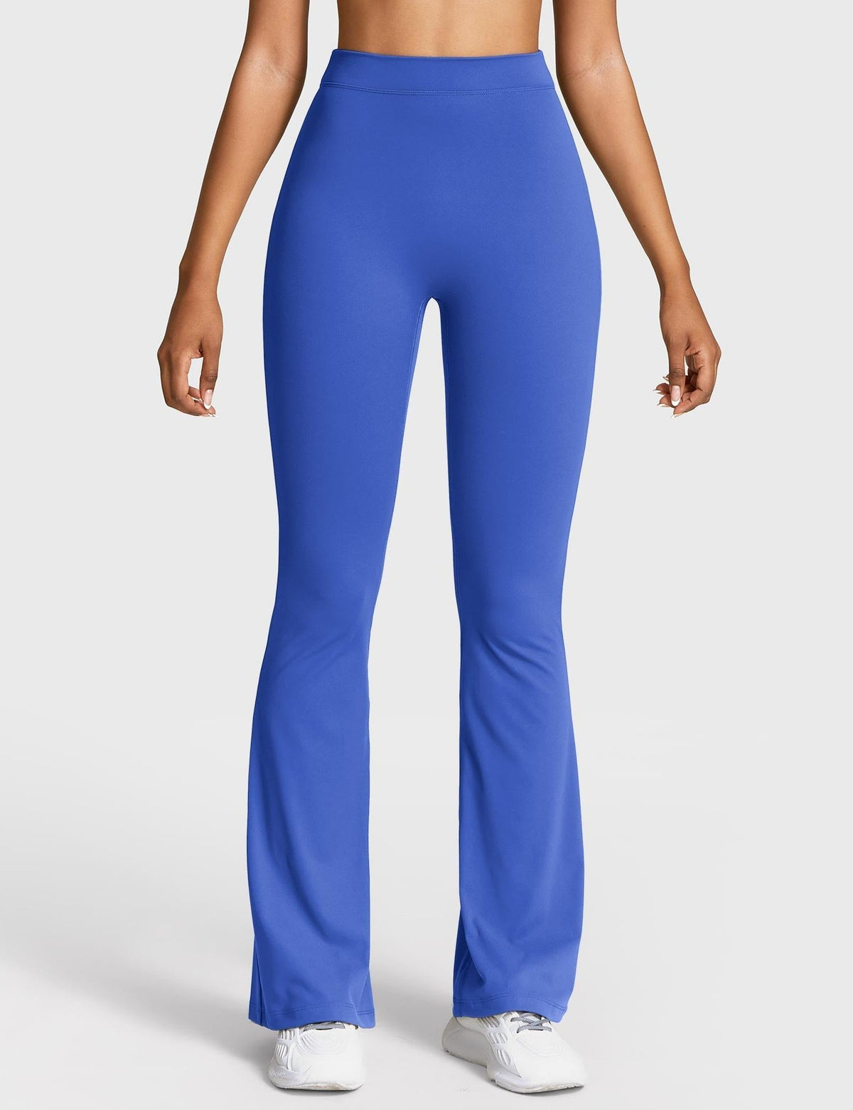 Ruched V-Neck Flared Leggings for Women - Royal Blue