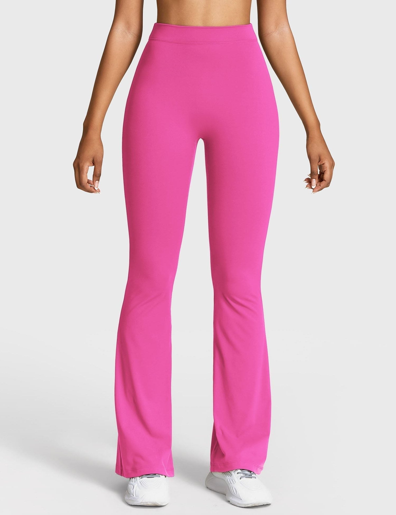 Ruched V-Neck Flared Leggings for Women - Rose