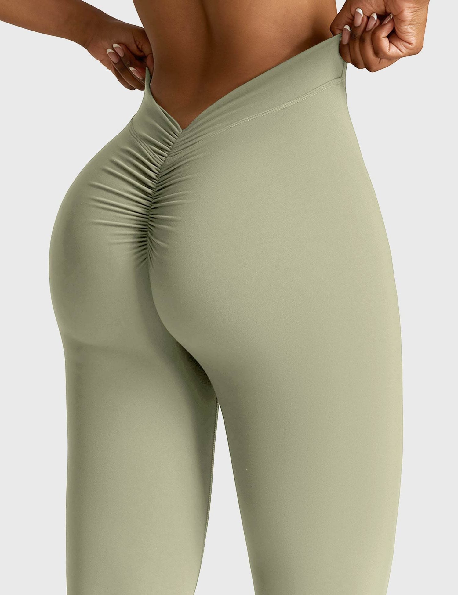 Ruched V-Neck Flared Leggings for Women - View 27