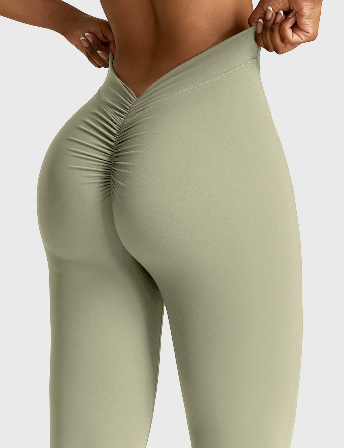 Ruched V-Neck Flared Leggings for Women - View 27