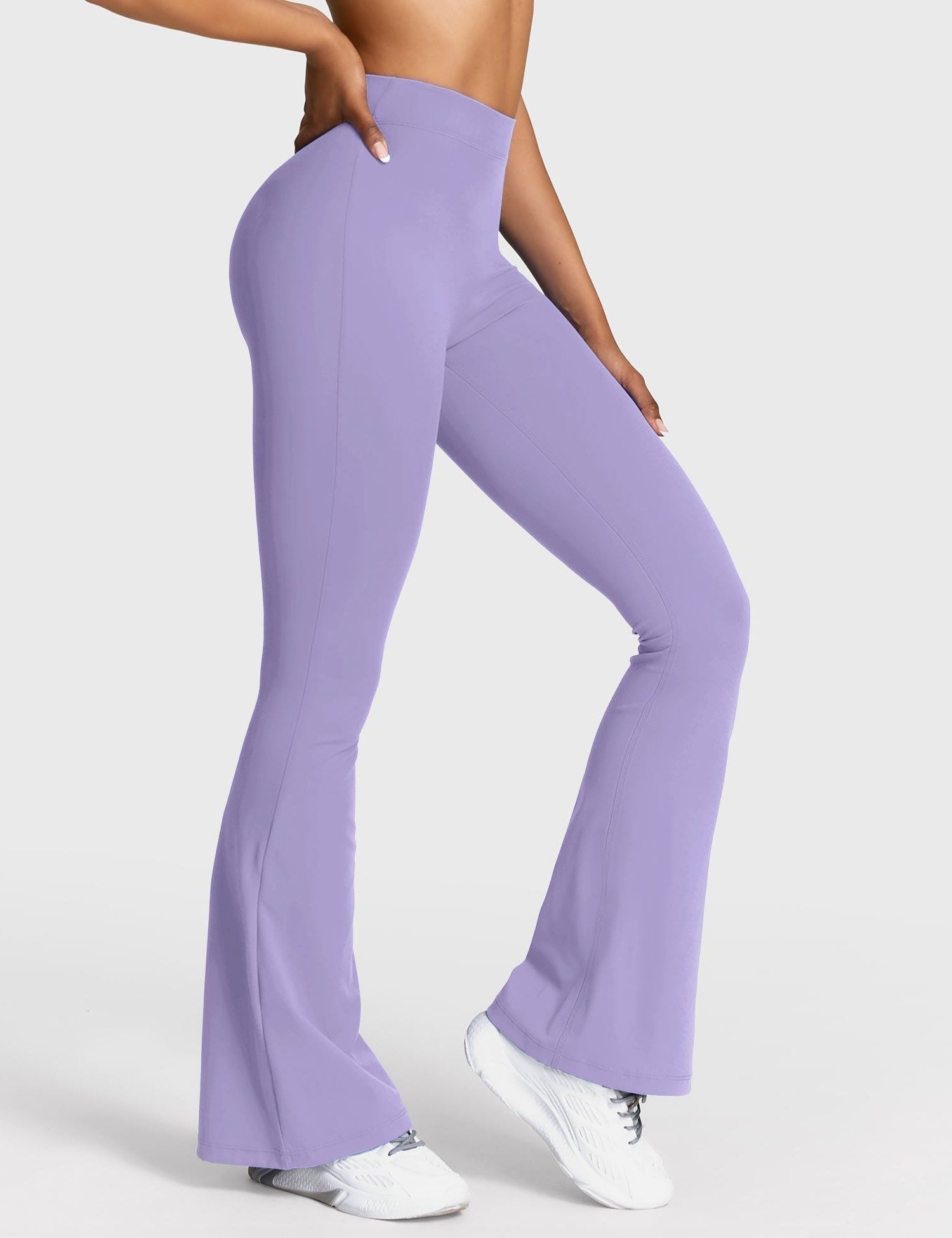 Ruched V-Neck Flared Leggings for Women - View 28