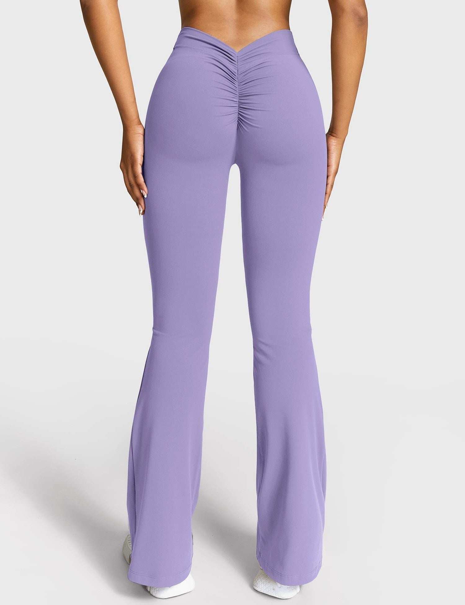 Ruched V-Neck Flared Leggings for Women - View 29