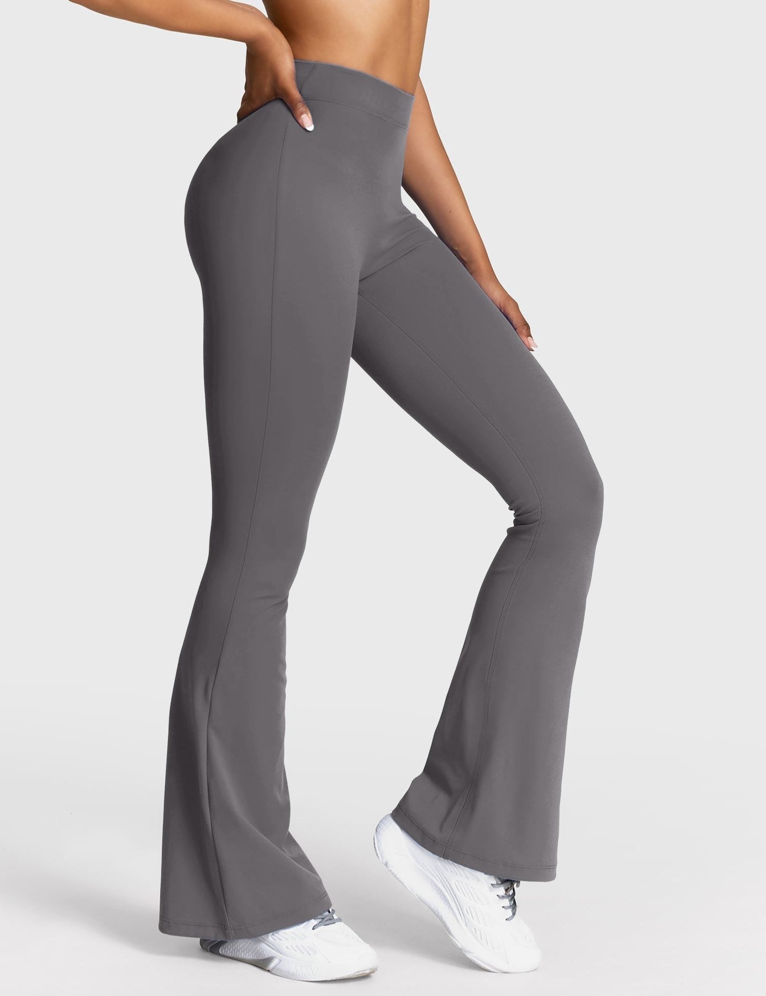 Ruched V-Neck Flared Leggings for Women - View 32
