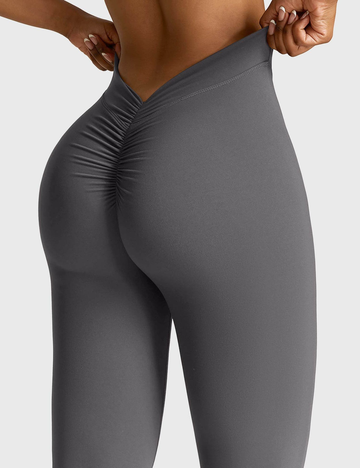 Ruched V-Neck Flared Leggings for Women - View 35