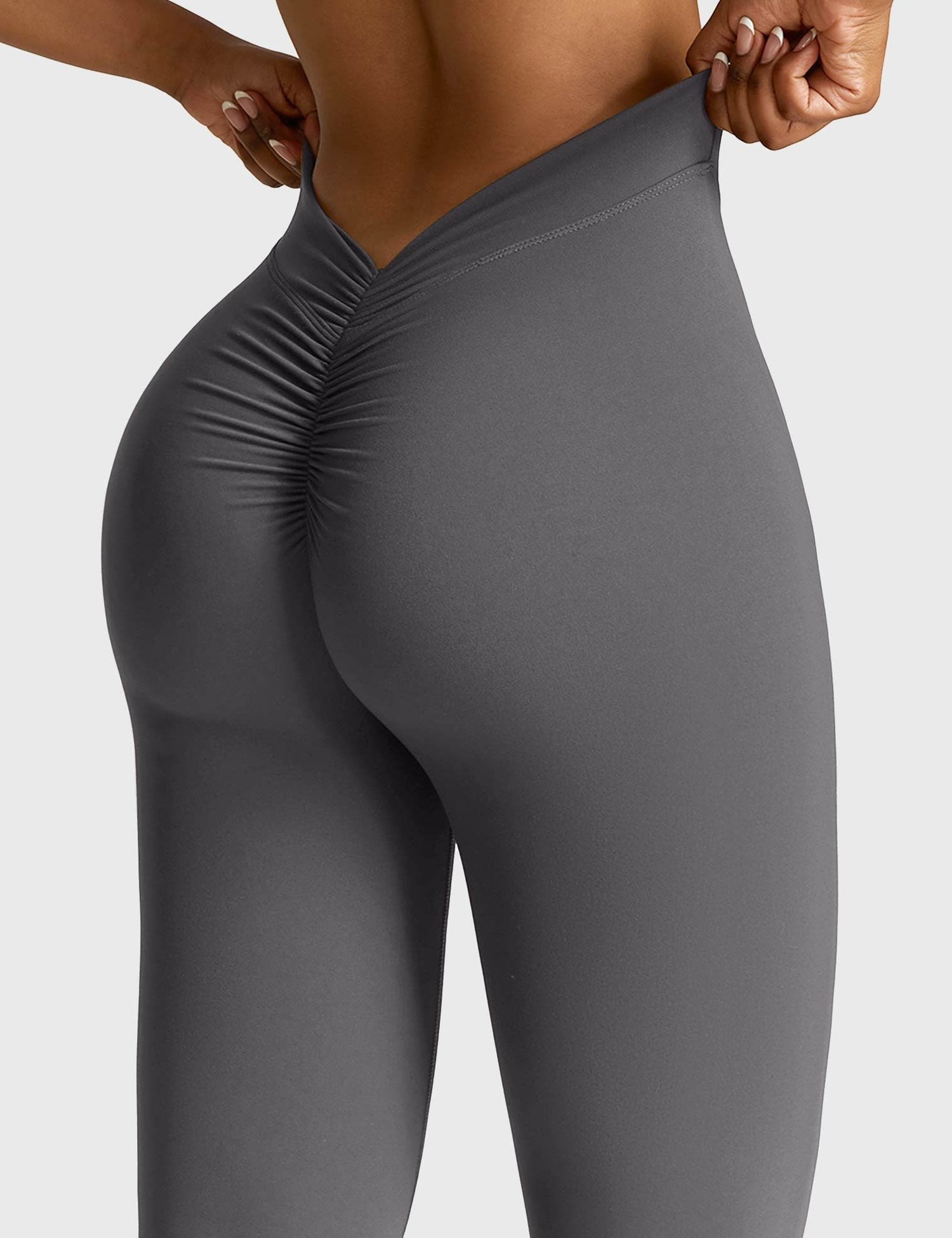 Ruched V-Neck Flared Leggings for Women - View 35