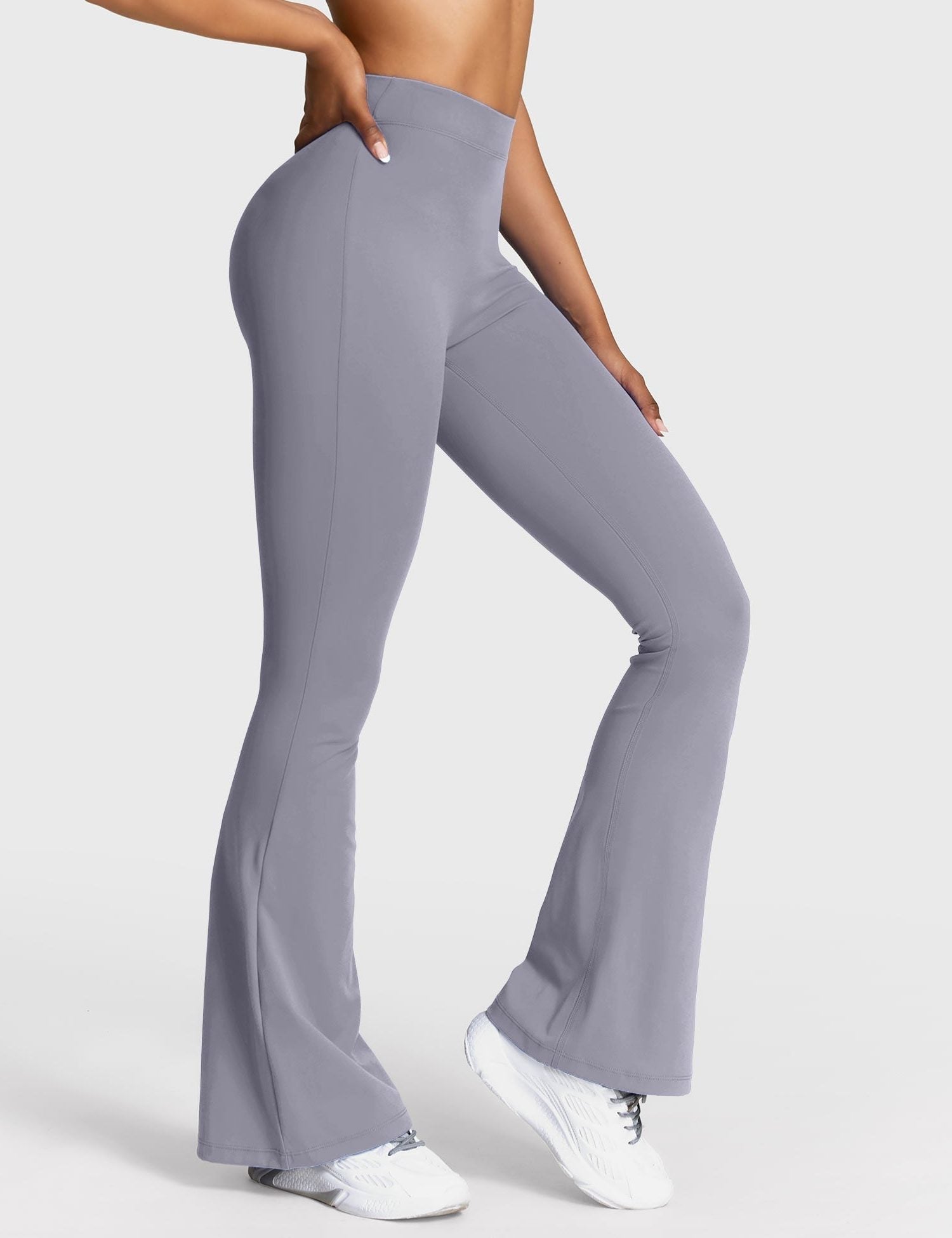 Ruched V-Neck Flared Leggings for Women - View 36