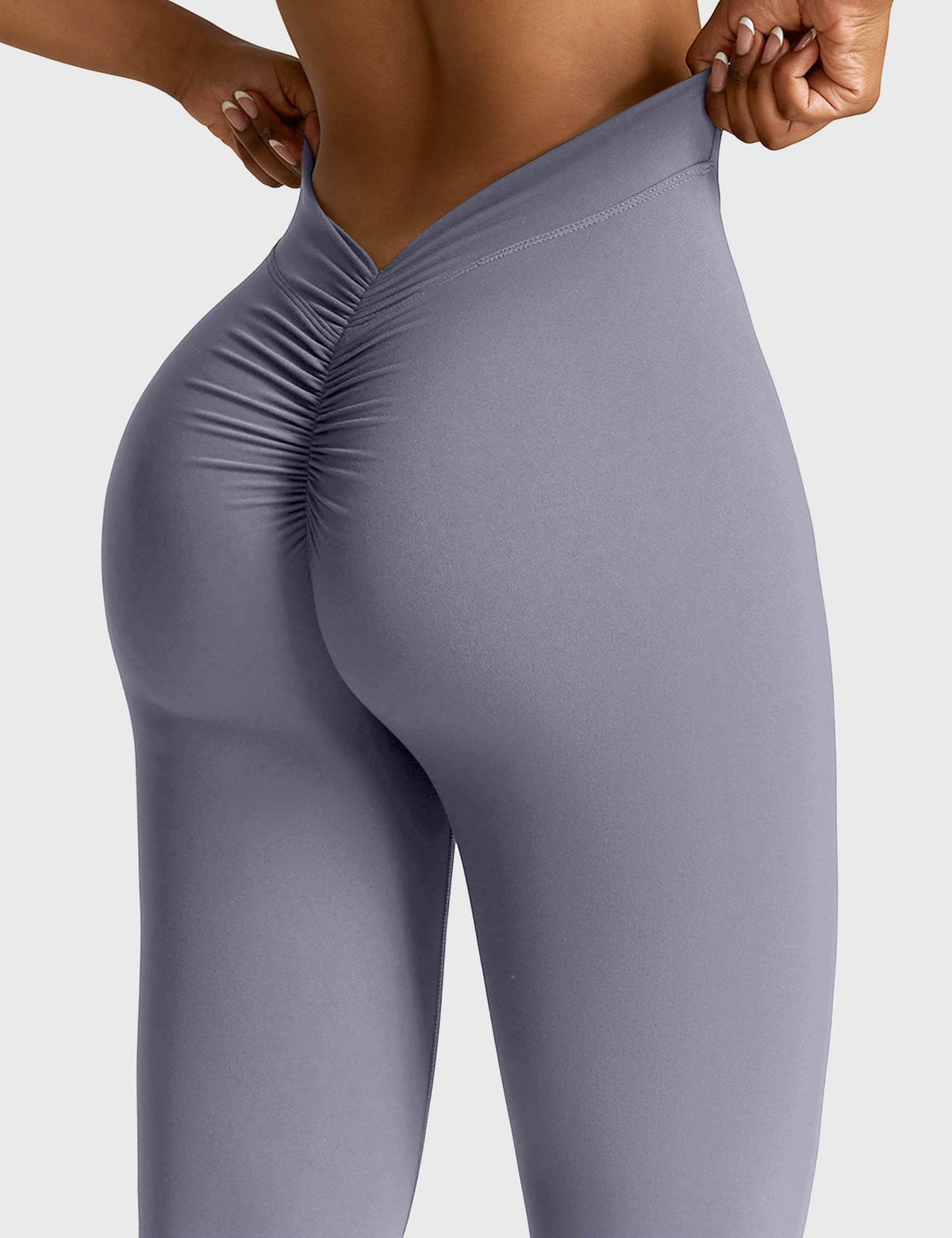 Ruched V-Neck Flared Leggings for Women - View 39