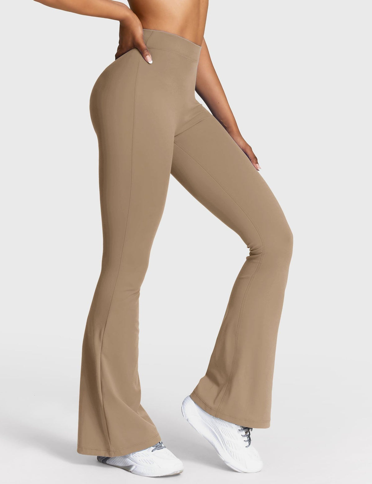 Ruched V-Neck Flared Leggings for Women - View 40