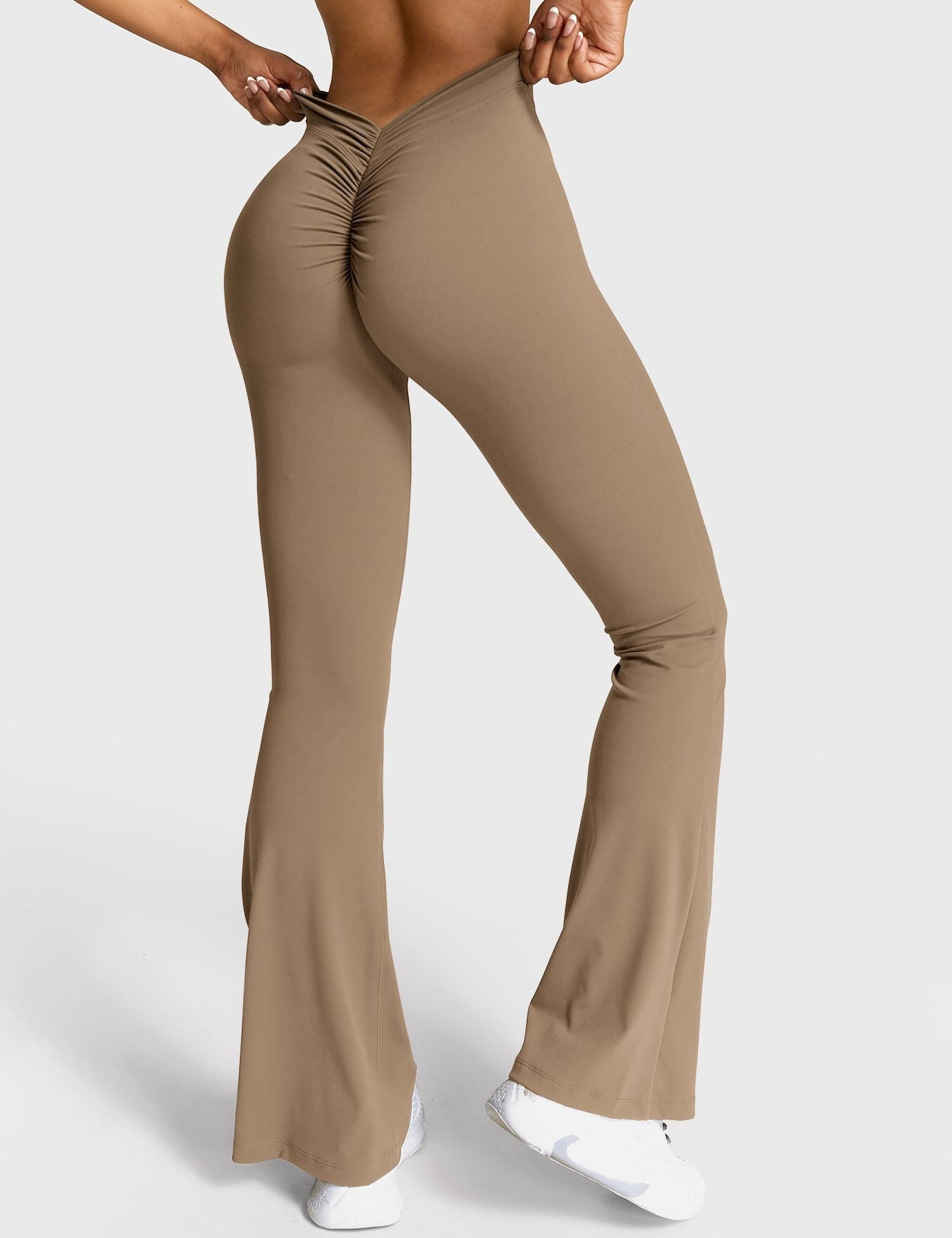 Ruched V-Neck Flared Leggings for Women - View 42