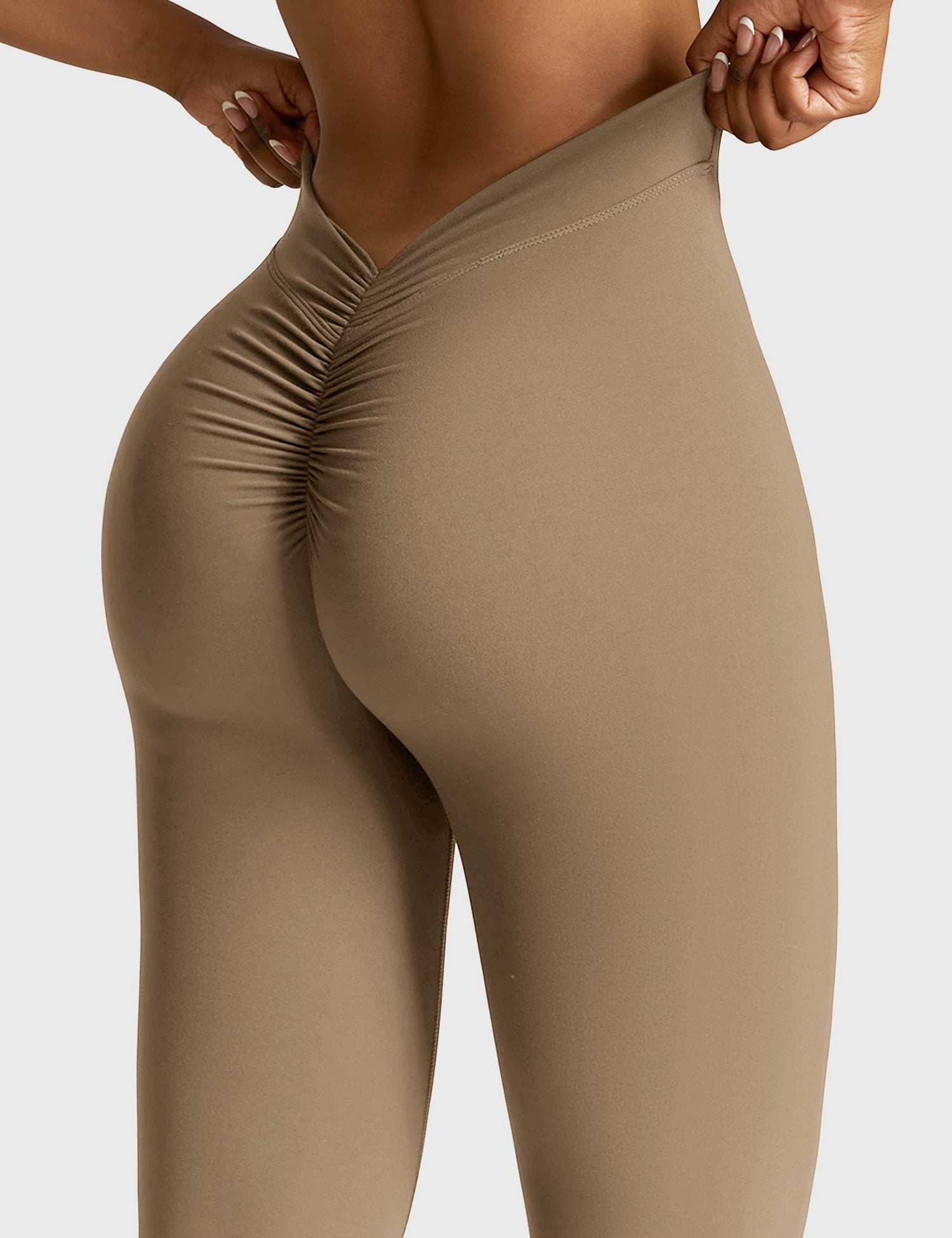 Ruched V-Neck Flared Leggings for Women - View 43