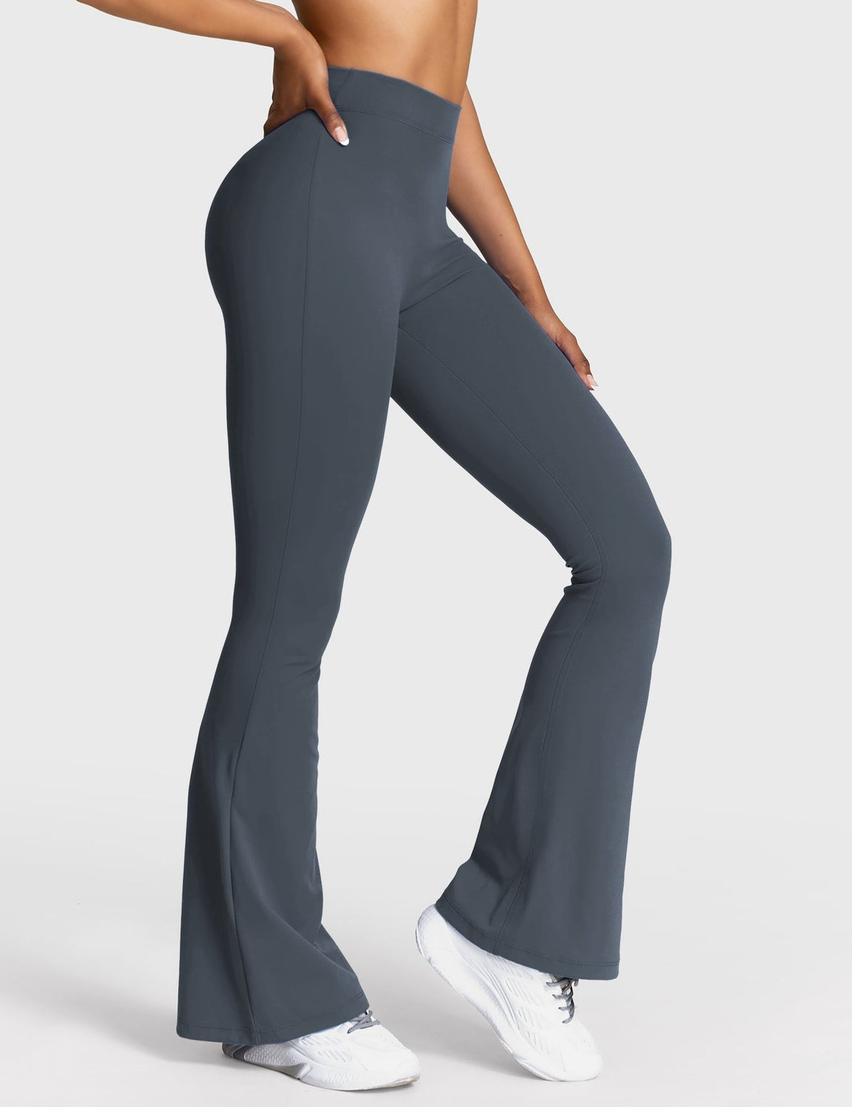 Ruched V-Neck Flared Leggings for Women - View 44