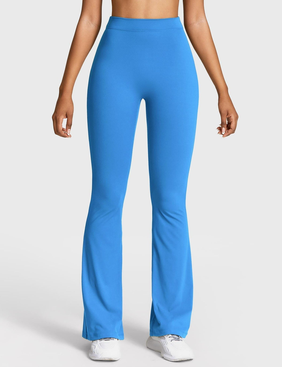 Ruched V-Neck Flared Leggings for Women - Blue