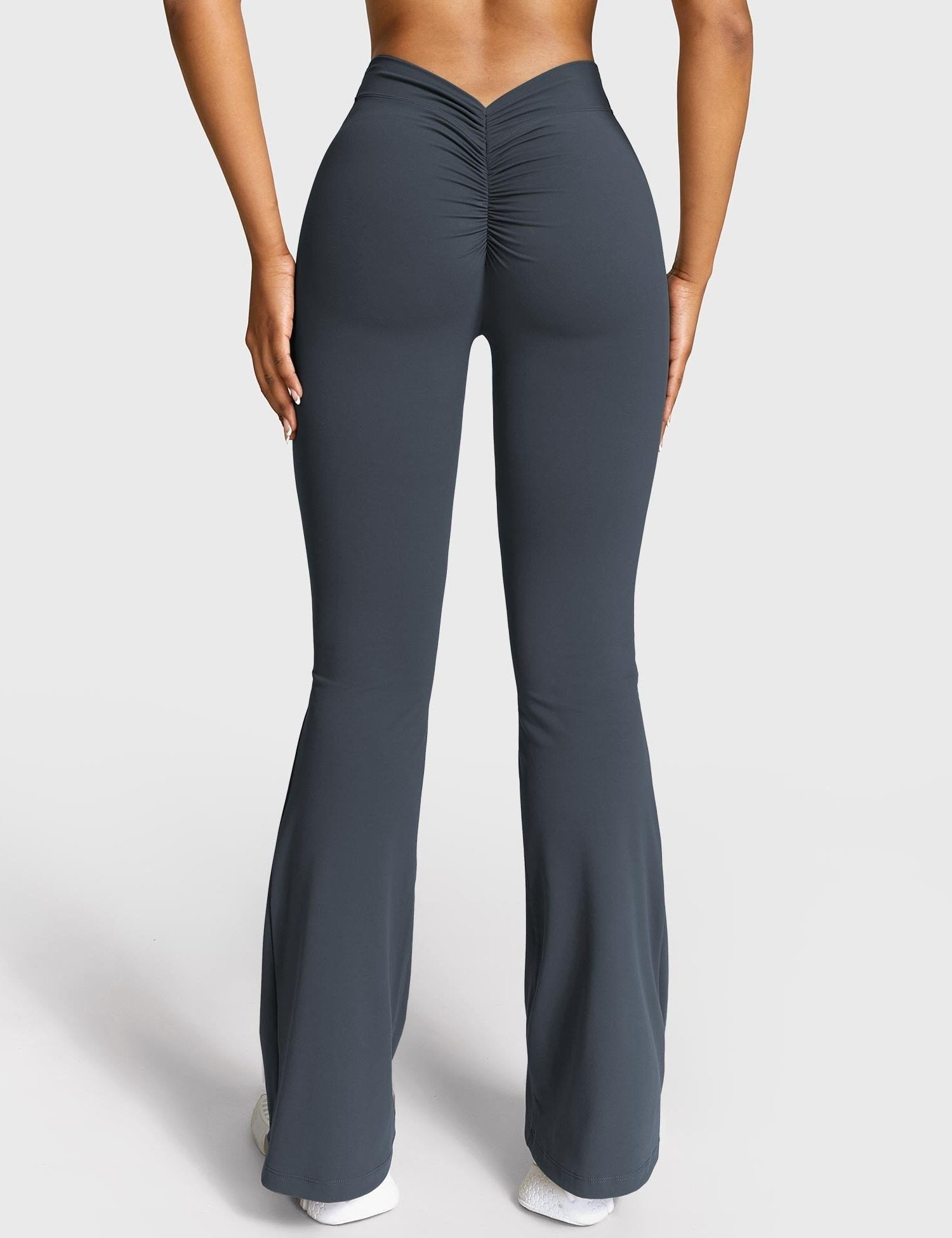 Ruched V-Neck Flared Leggings for Women - View 45