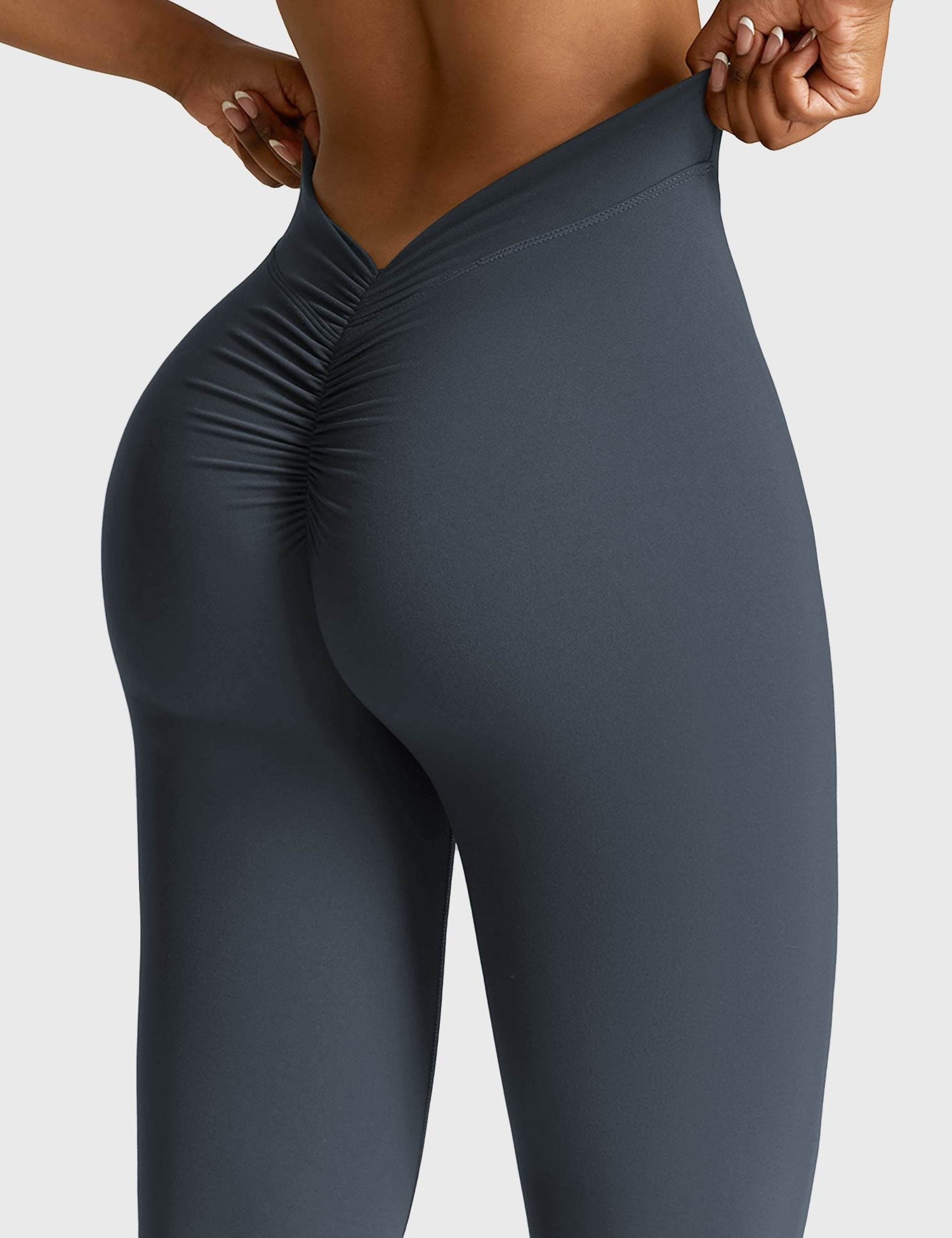 Ruched V-Neck Flared Leggings for Women - View 47