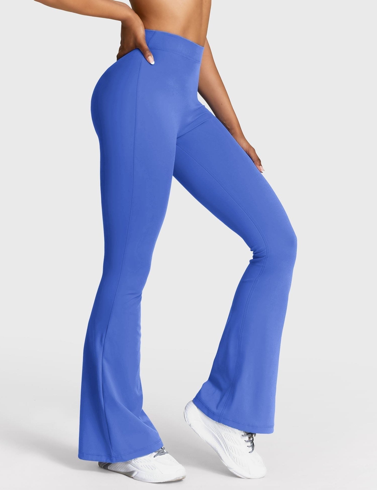 Ruched V-Neck Flared Leggings for Women - View 48