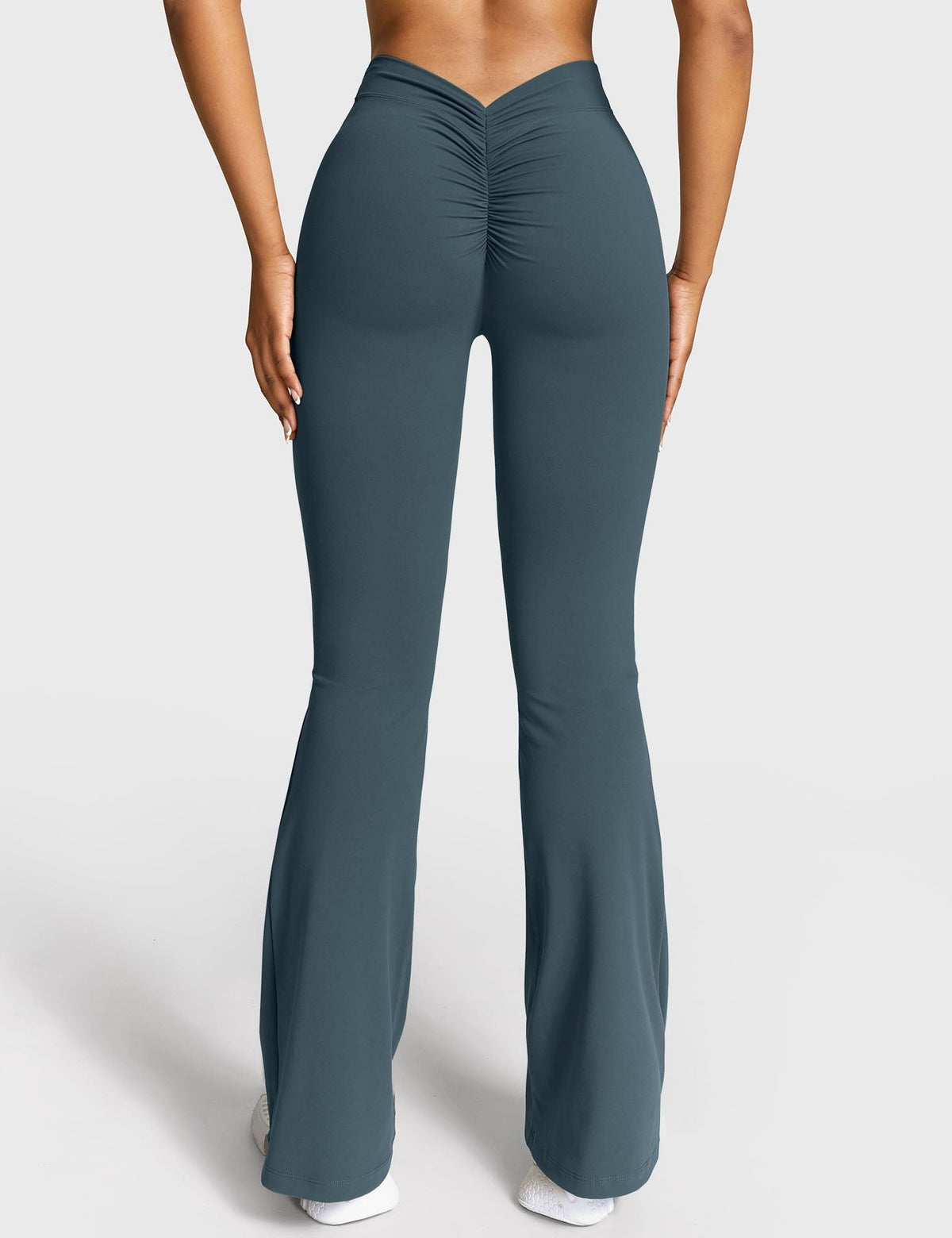 Ruched V-Neck Flared Leggings for Women - View 53