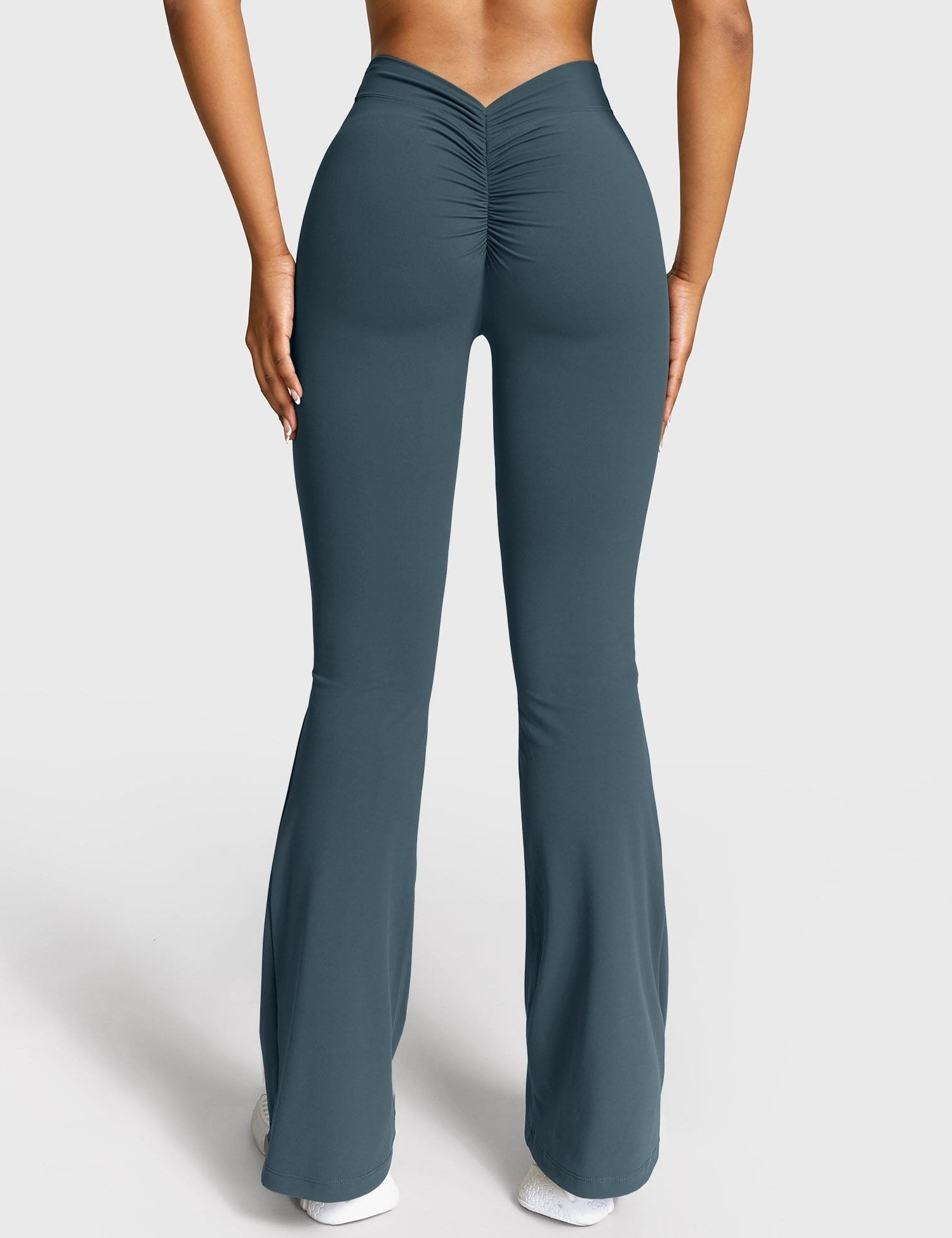 Ruched V-Neck Flared Leggings for Women - View 53