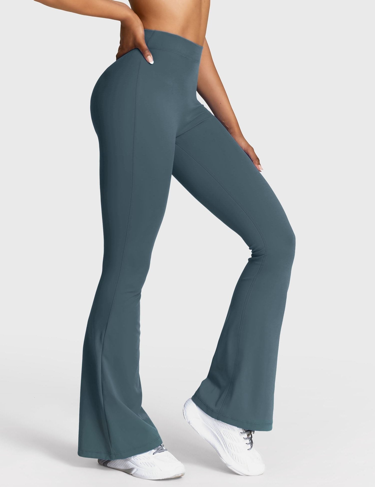 Ruched V-Neck Flared Leggings for Women - View 54