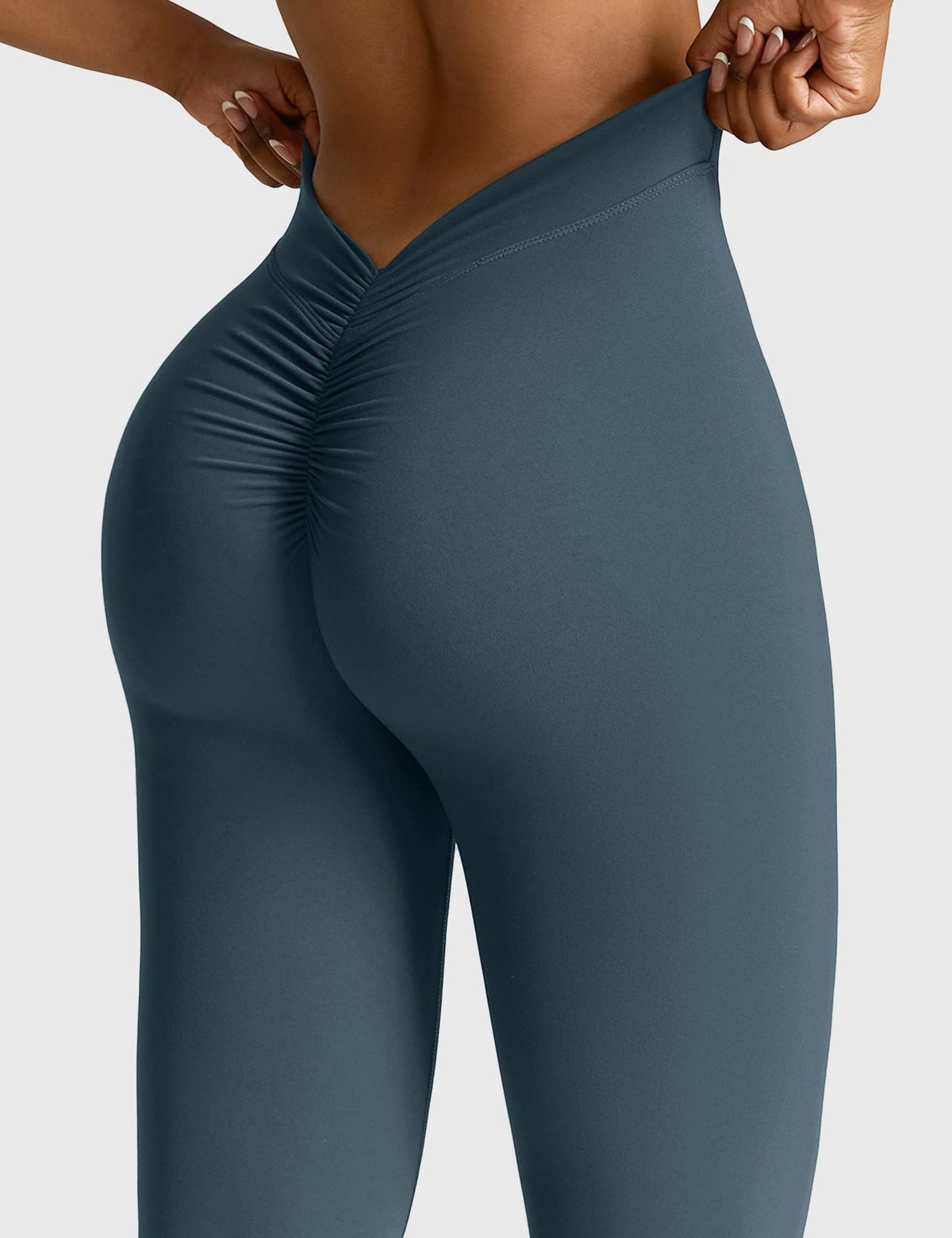 Ruched V-Neck Flared Leggings for Women - View 56
