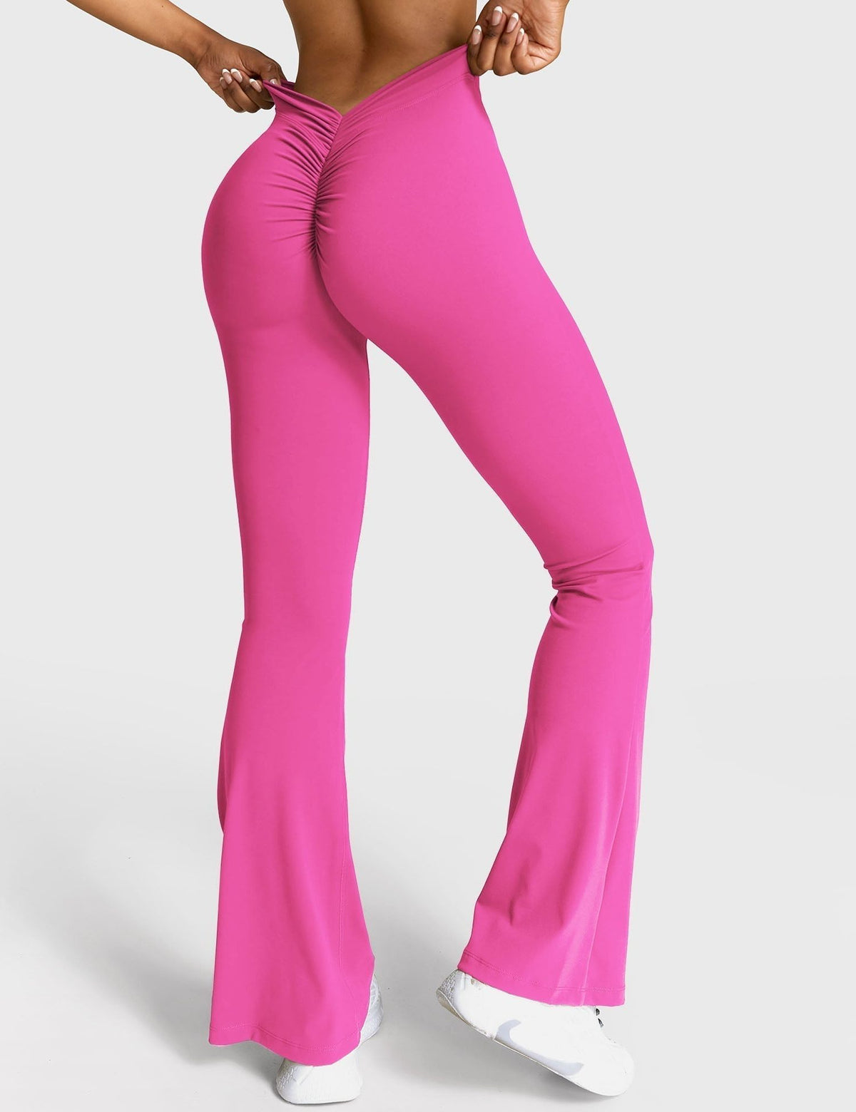 Ruched V-Neck Flared Leggings for Women - View 59