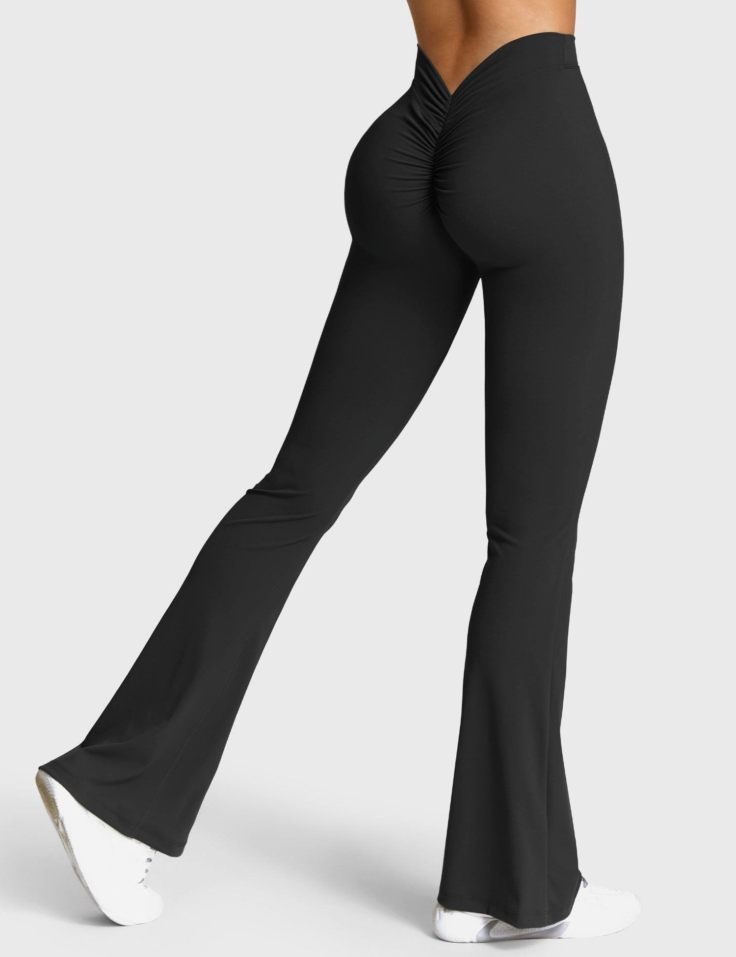 Ruched V-Neck Flared Leggings for Women - View 61