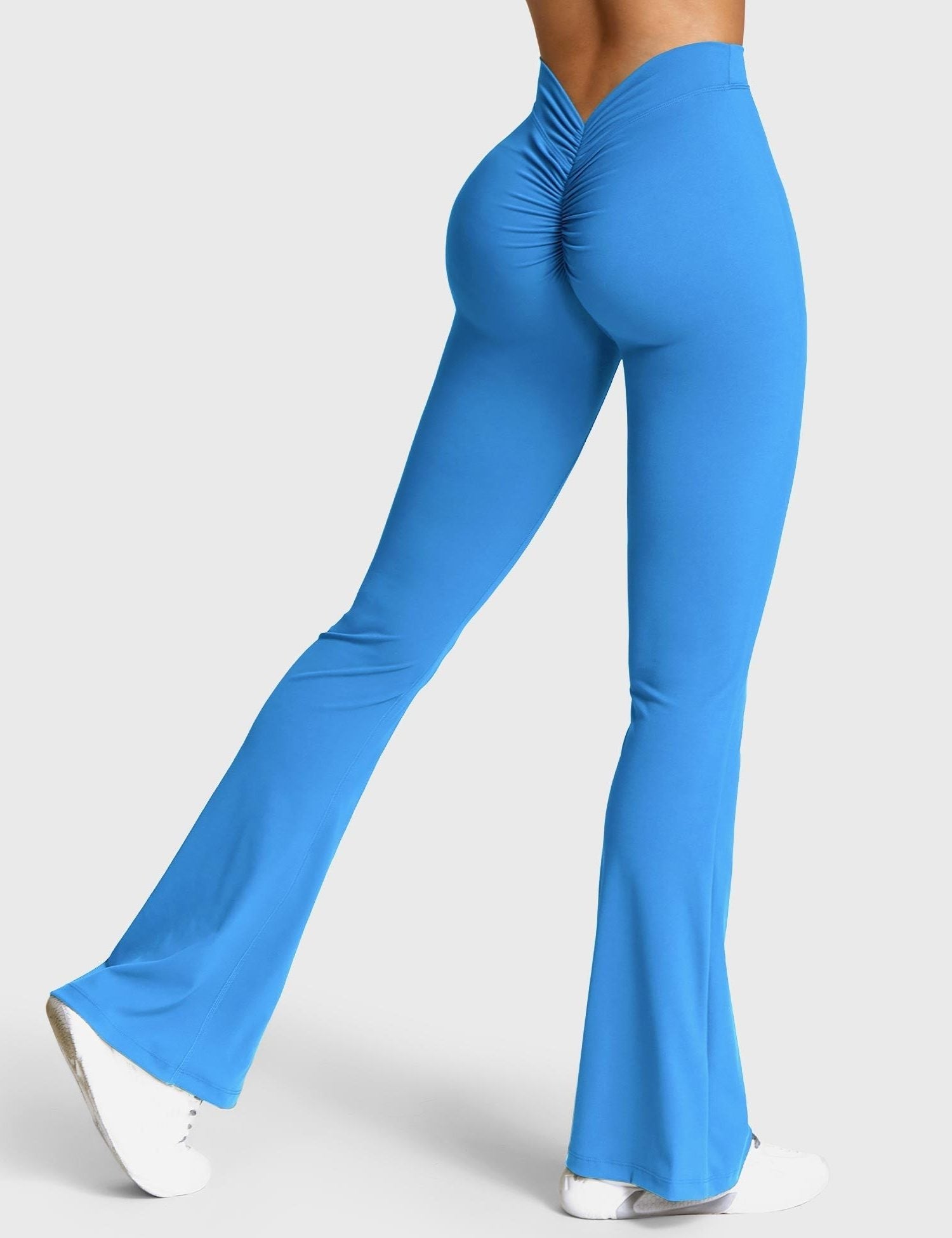 Ruched V-Neck Flared Leggings for Women - View 65