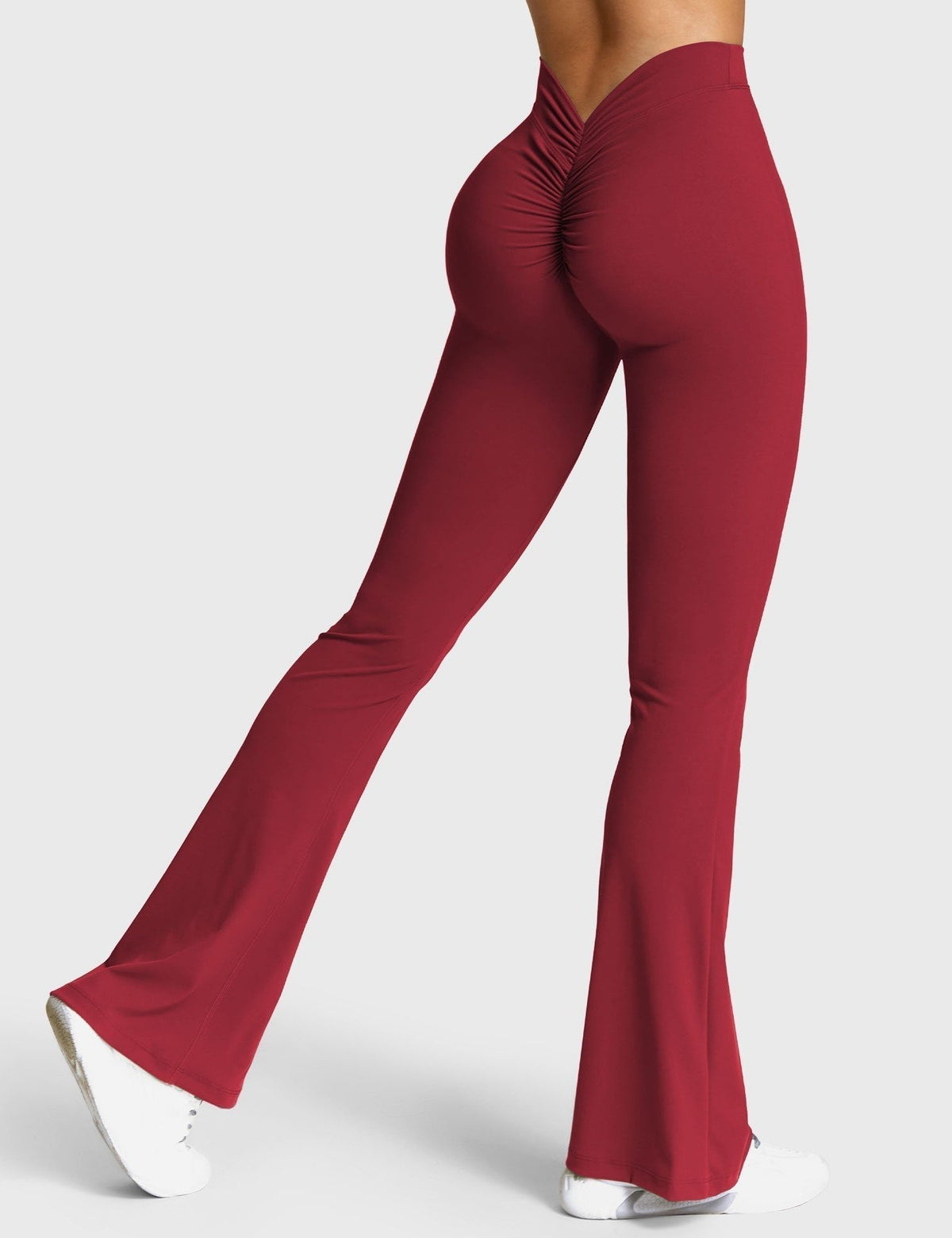 Ruched V-Neck Flared Leggings for Women - View 66