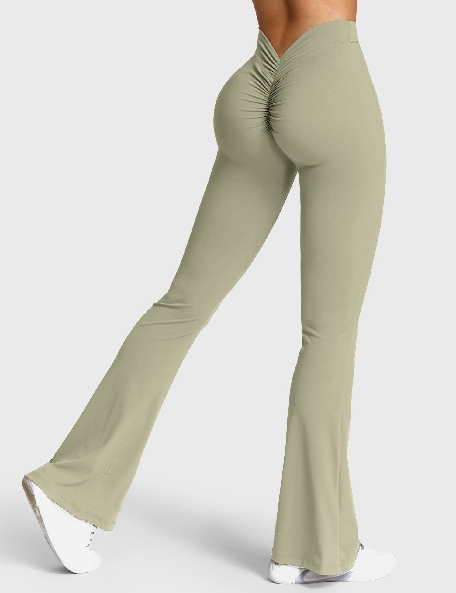 Ruched V-Neck Flared Leggings for Women - View 67