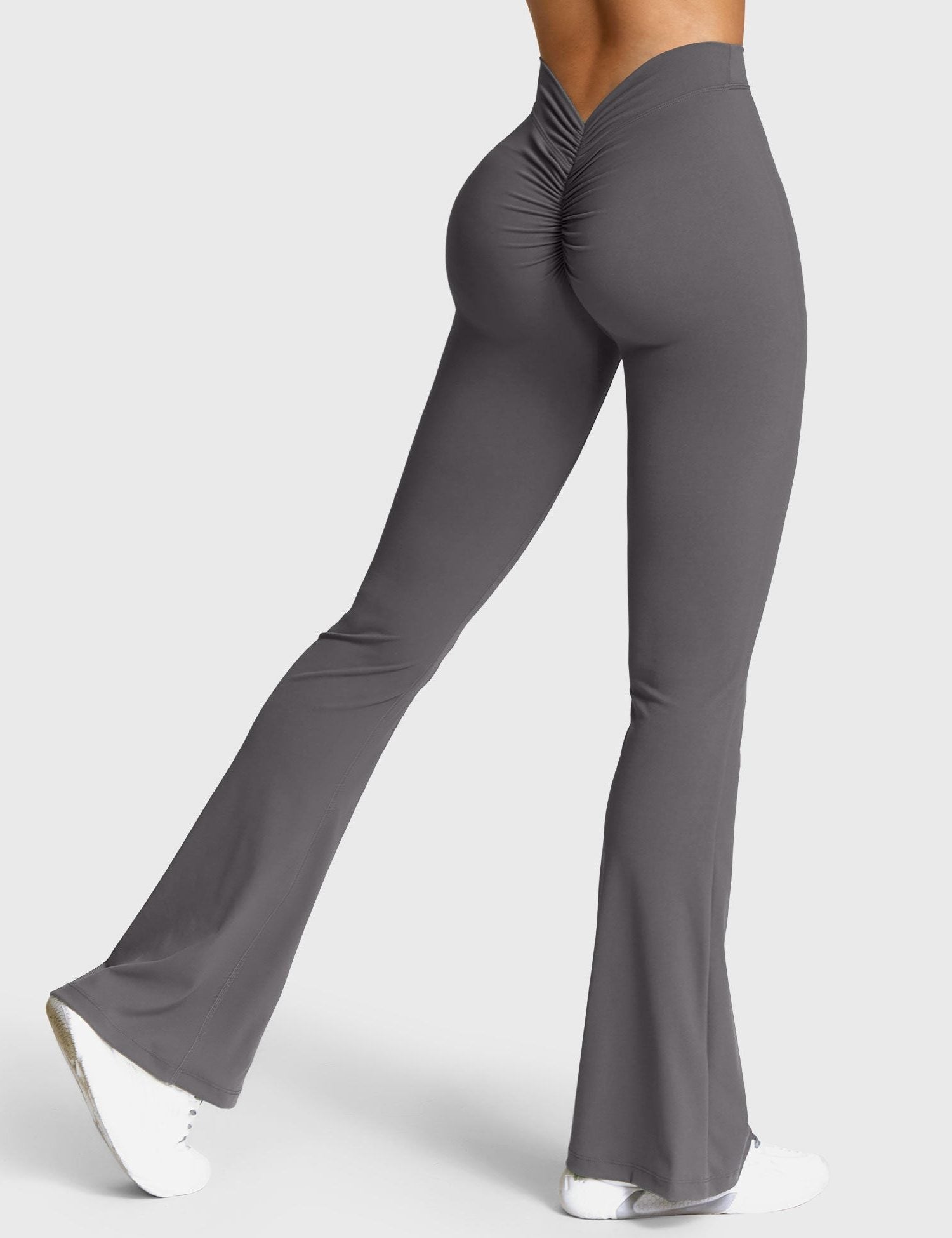 Ruched V-Neck Flared Leggings for Women - View 69