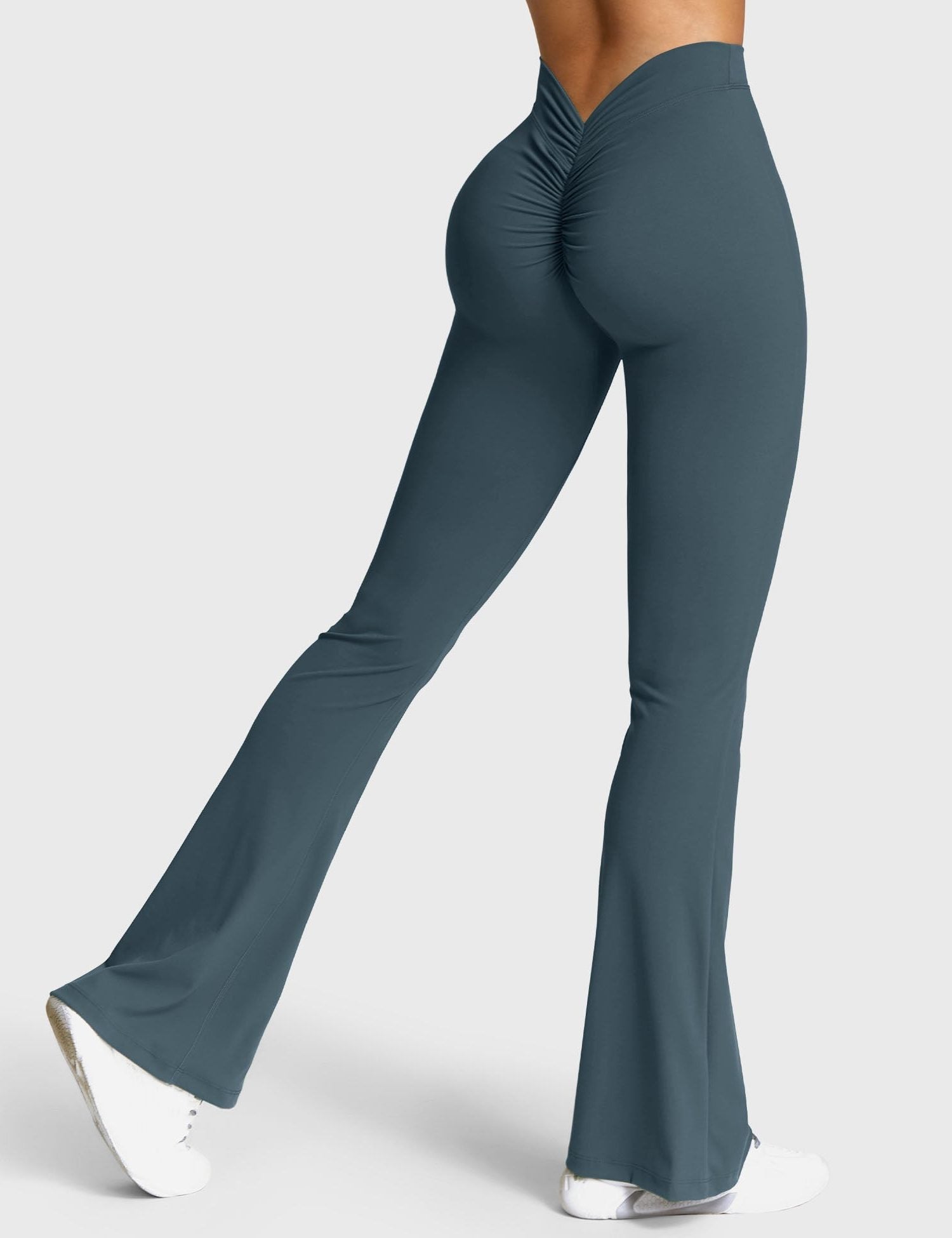 Ruched V-Neck Flared Leggings for Women - View 75