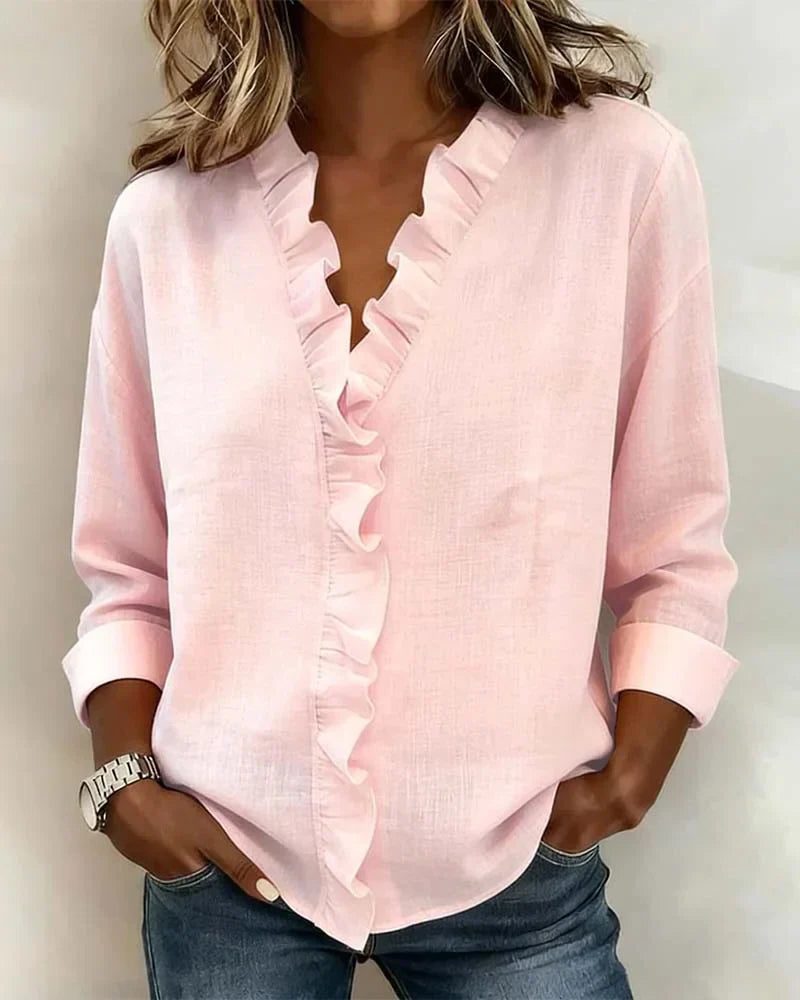 Ruffle Long Sleeve Blouse for Women
