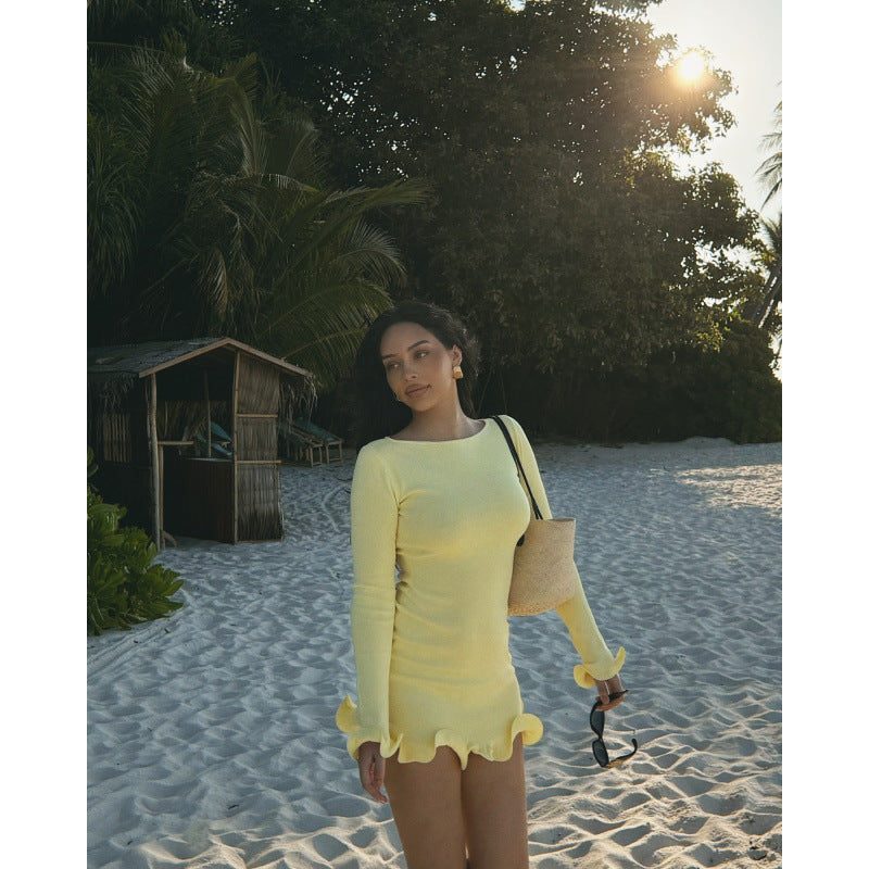 Ruffle Mini Dress with Long Sleeves for Women - View 8