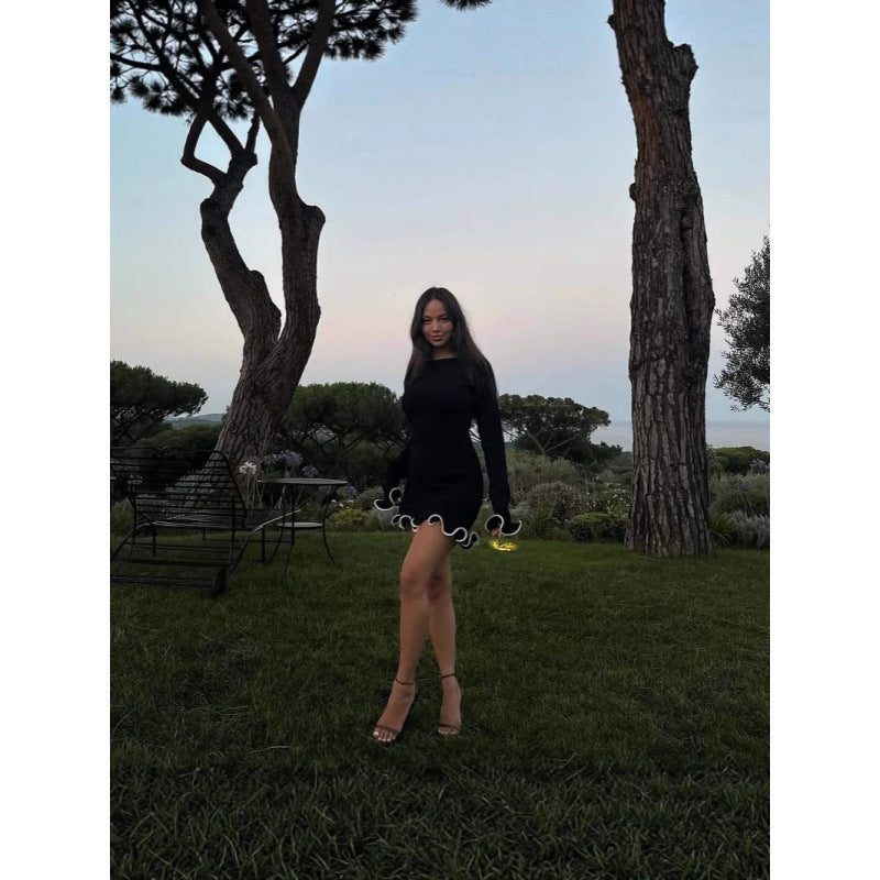 Ruffle Mini Dress with Long Sleeves for Women - View 2