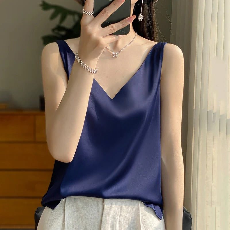 Satin Camisole with Cowl Neck for Women