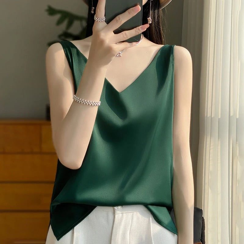 Satin Camisole with Cowl Neck for Women