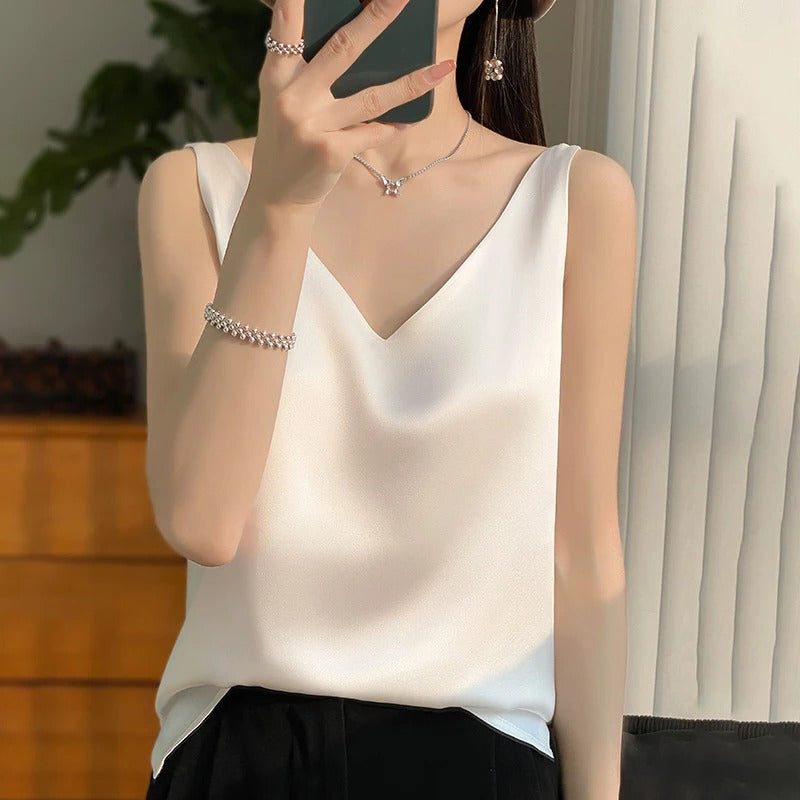 Satin Camisole with Cowl Neck for Women