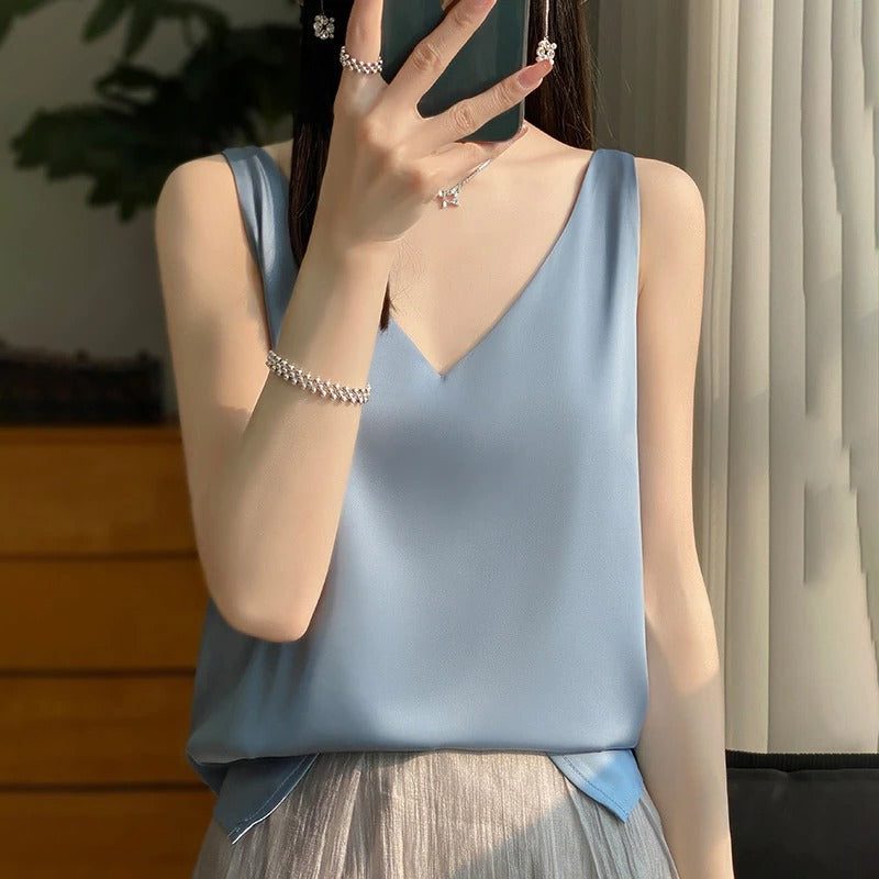 Satin Camisole with Cowl Neck for Women