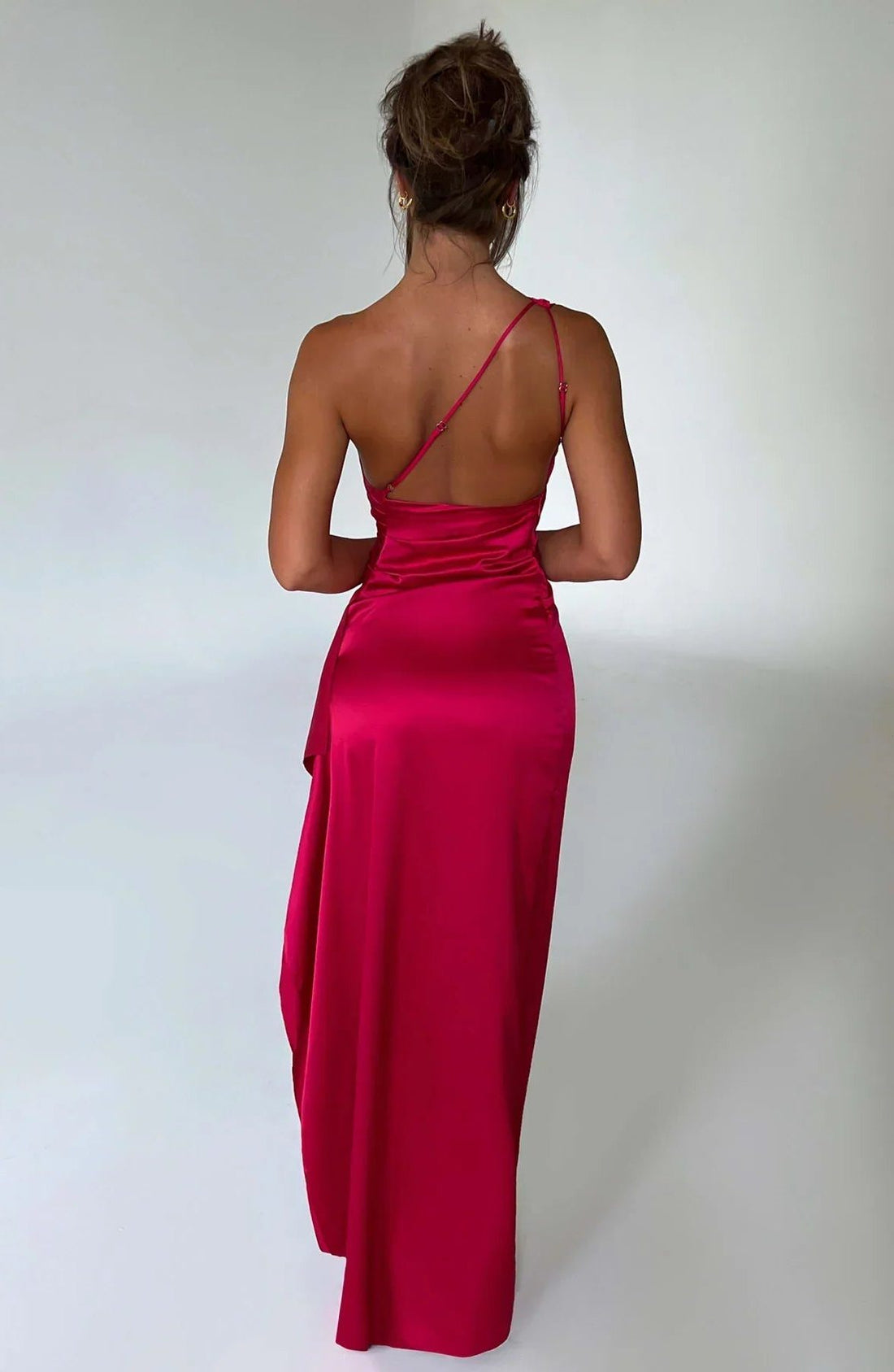 Satin One-Shoulder Maxi Dress with Split for Women