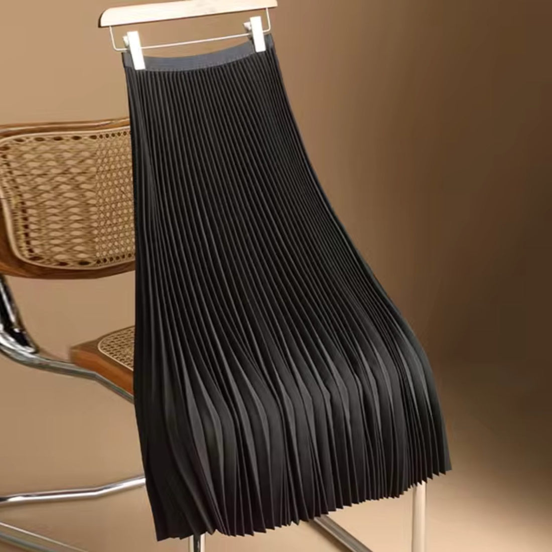 Satin Pleated Maxi Skirt for Women
