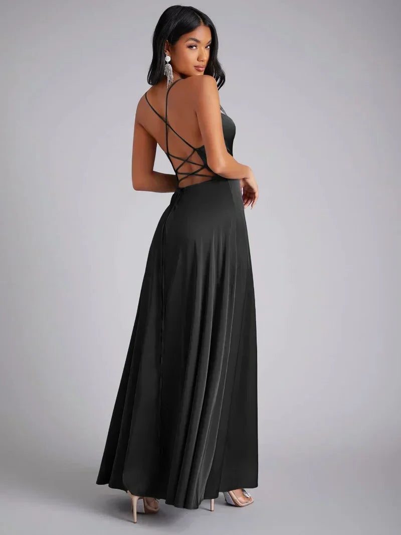 Satin Slip Maxi Dress with Braided Back for Women - View 4