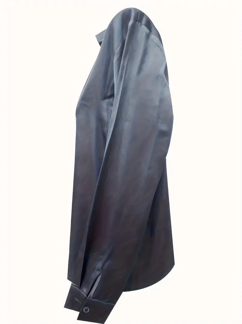 Satin V-Neck Blouse with Long Sleeves for Women - View 36