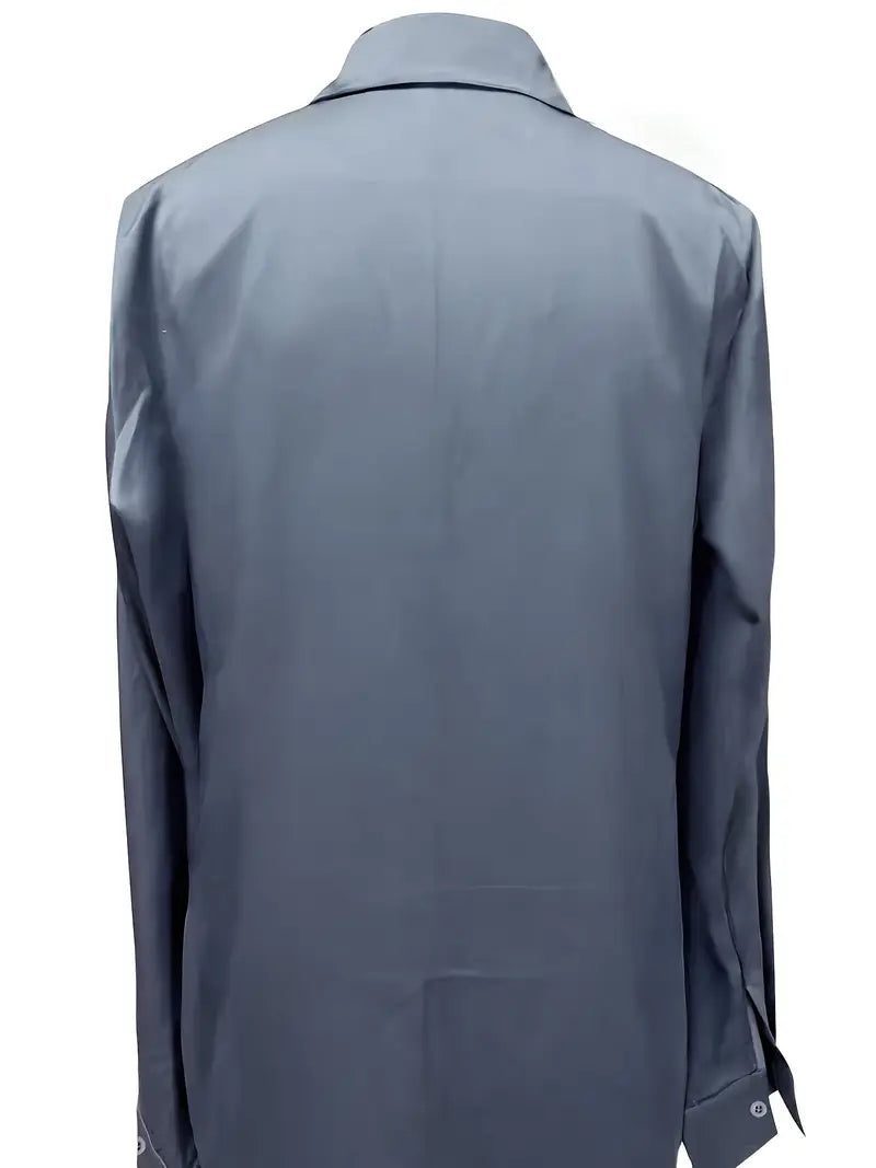 Satin V-Neck Blouse with Long Sleeves for Women - View 38