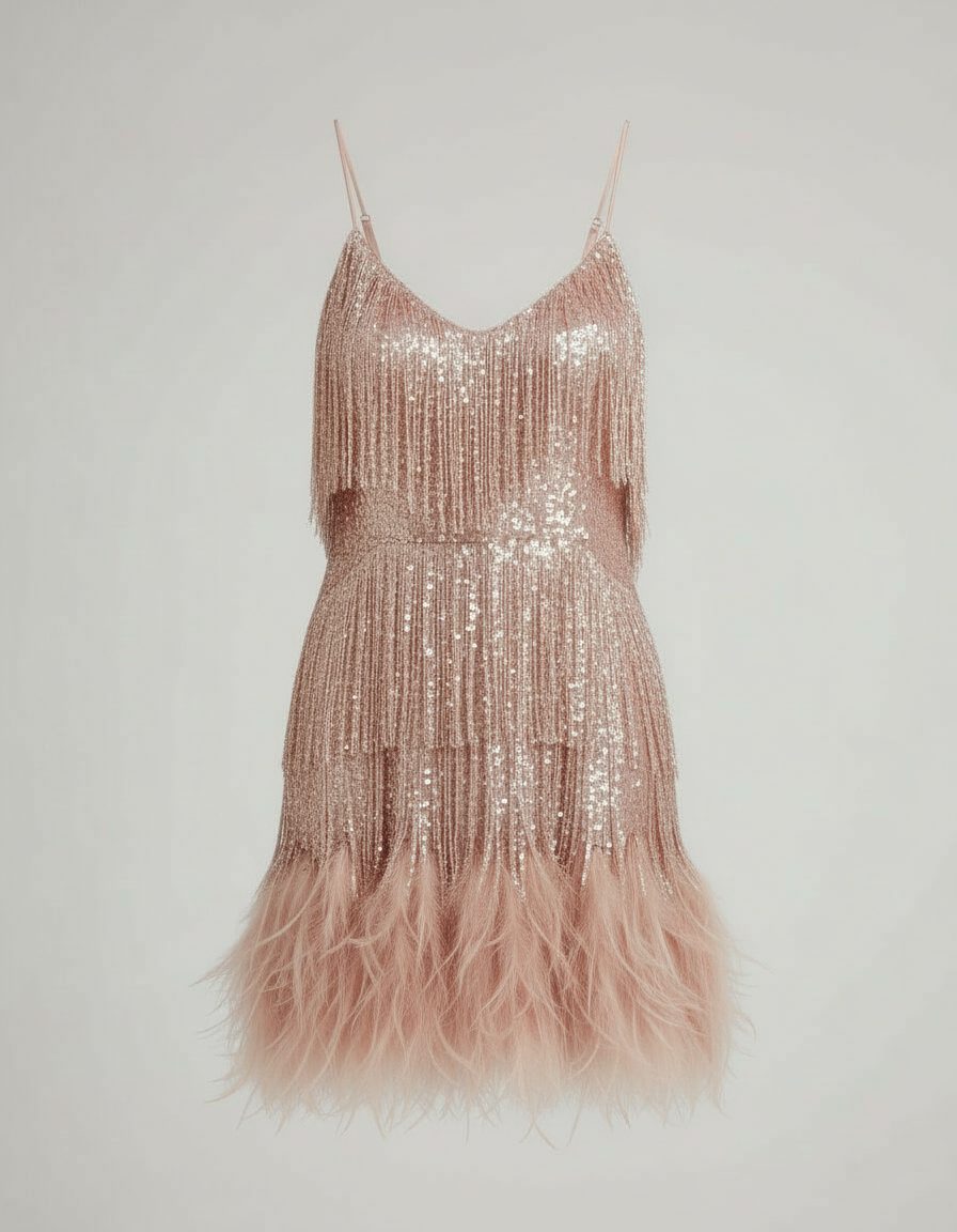 Sequin Fringe Mini Cocktail Dress for Women - View 7