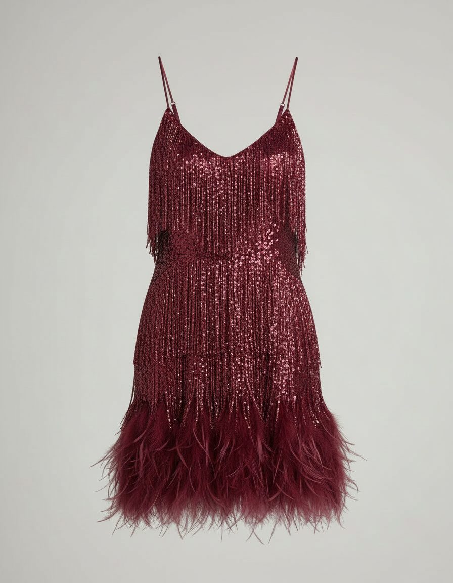 Sequin Fringe Mini Cocktail Dress for Women - View 10