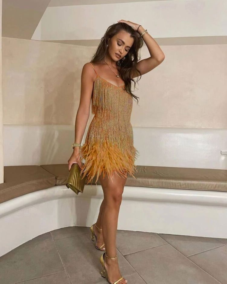 Sequin Fringe Mini Cocktail Dress for Women - View 29
