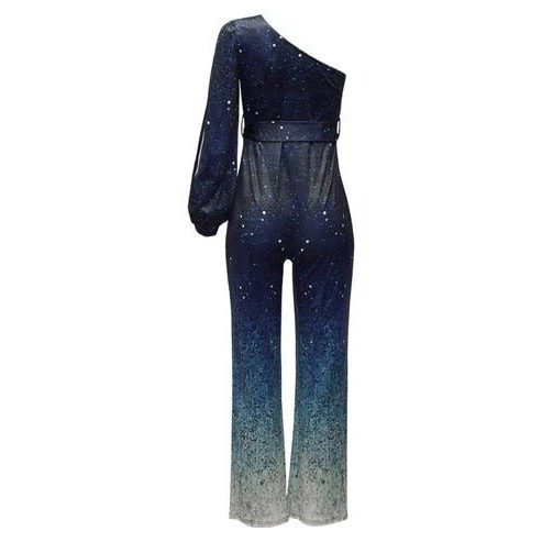 Sequin One-Shoulder Flare Jumpsuit for Women - View 4